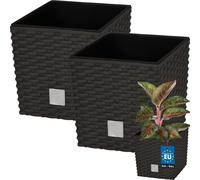 KOTARBAU® Set de 2 pots de fleurs 6,8 L Hauteur : 20 cm Umbra Pot de plantes en plastique Cache-pot avec pot intérieur Set de pots de fleurs comme le rotin Pot de plantes intérieur extérieur