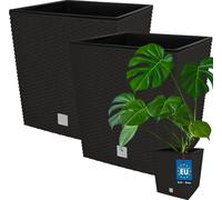 KOTARBAU® Set de 2 pots de fleurs 64 L Hauteur : 40 cm Umbra Pot de plantes en plastique Cache-pot avec pot intérieur Set de pots de fleurs comme le rotin Pot de plantes intérieur extérieur