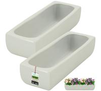 KOTARBAU® Set de 2 pots de fleurs en céramique allongés à l'intérieur blanc Pot de fleurs rectangulaire 31x10,5x7 cm Pot de succulentes pour le salon Appui de fenêtre Pot de plantes allongé Collection