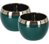 KOTARBAU® Set de 2 pots de fleurs en céramique Cache-pot ⌀ 100 mm Vert Or Rond