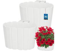 KOTARBAU® Set de 2 pots de fleurs suspendus Pot de fleurs 20 x 14 cm H : 13 cm Blanc Cache-pot en plastique Grand bac à fleurs extérieur Balcon Garde-corps Pot suspendu pour balcon