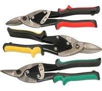 KOTARBAU® Set de 3 ciseaux à tôle pour couper les tôles et les profilés Droite/Gauche/Droite 250 mm en acier CrV Cisailles à tôle en continu Poignée courbée Mécanisme de verrouillage