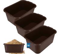 KOTARBAU® Set de 3 seaux à mortier carrés 45 L brun plastique bac à mortier bac à chaux seau de construction seau à mortier speissfass carré bac à maçonnerie bac à plantes
