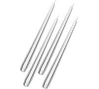 KOTARBAU® Set de 4 bougies de table Bougies pointues pour bougeoirs Argenté Métallisé Non parfumé Cadeaux avec Parfum Agréable Aromathérapie Bougies de décoration