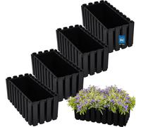 KOTARBAU® Set de 4 jardinières Pot de fleurs 38x18x16 cm Anthracite Plastique Jardinière Balcon Pot de fleurs rectangulaire Cache-pot Grand bac à fleurs Balcon