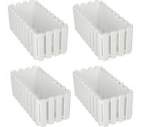 KOTARBAU® Set de 4 jardinières Pot de fleurs 38x18x16 cm Blanc Plastique Jardinière Balcon Rectangulaire Cache-pot Grand bac à fleurs Balcon