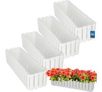 KOTARBAU® Set de 4 jardinières Pot de fleurs 58x18x16 cm Blanc Plastique Jardinière Balcon Rectangulaire Cache-pot Grand bac à fleurs Balcon