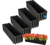 KOTARBAU® Set de 4 jardinières Pot de fleurs 58x18x16 cm Gris Plastique Jardinière Balcon Rectangulaire Cache-pot Grand bac à fleurs Balcon
