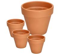 KOTARBAU® Set de 4 pots de fleurs en terre cuite ⌀ 13 cm avec rebord pour intérieurs et jardins