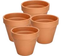 KOTARBAU® Set de 4 pots de fleurs en terre cuite ⌀ 15 cm Cache-pot avec rebord pour l'intérieur et les jardins