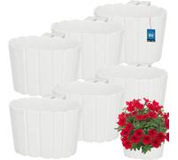 KOTARBAU® Set de 6 pots de fleurs suspendus Pot de fleurs 20 x 14 cm H : 13 cm Blanc Cache-pot en plastique Grand bac à fleurs extérieur Balcon Garde-corps Pot suspendu pour balcon