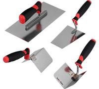 KOTARBAU® Set de truelles + truelle d'angle en acier inoxydable Set de truelles 4 pièces Truelle d'angle Maçon Truelle de stucateur Maçon Set d'outils d'enduiseur Outil de lissage Truelle à mastic
