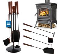 KOTARBAU Set d'ustensiles de cheminée Avec support Garniture de cheminée Outils Couverts Mur Poêle à bois Noir Accessoires de cheminée Pelle Gratte-cendres