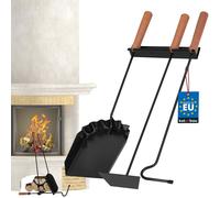 KOTARBAU Set d'ustensiles de cheminée Montage mural Support mural Garniture de cheminée Outils Couverts Mur Poêle à bois Noir Accessoires de cheminée Pelle Gratte-cendres