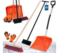 KOTARBAU® Set Pelle à neige avec manche aluminium 137cm Balai de rue avec manche 150 cm Raclette à glace 119 x 20 cm + gants Pelle à neige Pelle à neige manche aluminium pour le déneigement