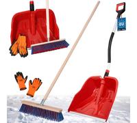 KOTARBAU® Set Pelle à neige avec manche aluminium 144 cm Balai de rue 43 cm + gants Pelle à neige Snow Shovel Balai de jardin avec manche extérieur Pelle à neige voiture pour le déneigement