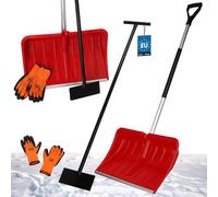 KOTARBAU® Set pelle à neige avec manche en aluminium 135 cm racloir à glace 119 x 20 cm + gants chauds pelle à neige chasse-neige pelle à neige voiture poussoir avec manche pelle avec manche