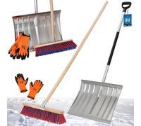 KOTARBAU® Set pelle à neige avec manche en aluminium 138 cm balai de rue 43 cm + gants pelle à neige Snow Shovel chasse-neige balai de jardin avec manche extérieur pelle à neige manche de voiture pour