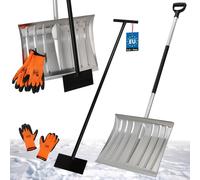 KOTARBAU® Set pelle à neige avec manche en aluminium 138 cm racloir à glace 119 x 20 cm + gants chauds pelle à neige chasse-neige aluminium pelle à neige pousse-auto avec manche pelle avec manche