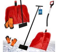 KOTARBAU® Set pelle à neige avec manche en aluminium 144 cm racloir à glace 119 x 20 cm + gants chauds pelle à neige chasse-neige pelle à neige pousse-auto avec manche pelle avec manche