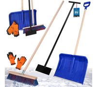 KOTARBAU® Set Pelle à neige avec manche en bois 135 cm Balai de rue avec manche 150 cm Raclette à glace 119 x 20 cm + gants Pelle à neige Pelle à neige manche en bois pour le déneigement