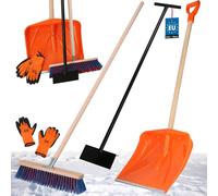 KOTARBAU® Set Pelle à neige avec manche en bois 136 cm Balai de rue avec manche 43 cm Raclette à glace 119 x 20 cm + gants Pelle à neige Pelle à neige manche en bois pour le déneigement