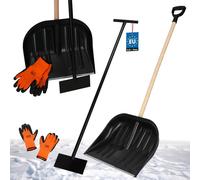 KOTARBAU® Set pelle à neige avec manche en bois 142,5 cm raclette à glace 119 x 20 cm + gants chauds pelle à neige pelle à neige voiture