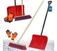 KOTARBAU® Set Pelle à neige avec manche métallique 133 cm Balai de rue 43 cm + gants Pelle à neige Snow Shovel Balai de jardin avec manche extérieur Pelle à neige voiture pour le déneigement