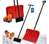 KOTARBAU® Set pelle à neige avec manche métallique 133 cm racloir à glace 119 x 20 cm + gants chauds pelle à neige chasse-neige pelle à neige voiture poussoir avec manche pelle avec manche