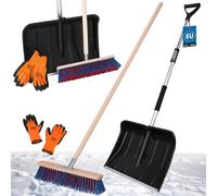 KOTARBAU® Set Pelle à neige avec manche télescopique 84-118 cm Balai de rue 43 cm + gants Pelle à neige Snow Shovel Balai de jardin avec manche extérieur Pelle à neige voiture pour déblayer la neige