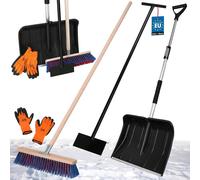 KOTARBAU® Set Pelle à neige avec manche télescopique 84-118 cm Balai de rue avec manche 43 cm Raclette à glace 119 x 20 cm Gants Pelle à neige Pelle à neige manche aluminium pour le déneigement