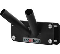 KOTARBAU® Support de drapeau 2-fois pour double hampe de drapeau Montage sur balustrade 170 mm Revêtement en poudre noir Support de mât de drapeau Drapeau Revêtement en poudre Hampe de drapeau