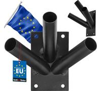 KOTARBAU® Support de drapeau à 3 vis 70 x 110 mm Support de mât de drapeau Drapeau Revêtement par poudre Noir Support de drapeau Tige de drapeau Support Poignée Fixation murale Support mural de drapea
