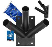 KOTARBAU® Support de Drapeau à 3 vis - Support Mural - Support Mural - Noir - 70 x 110 mm