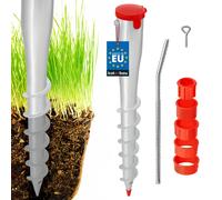 KOTARBAU® Support de parasol Ø60 mm avec adaptateur 26-55 mm 550 mm Douille à visser au sol pour tubes ronds en acier Pied de parasol Support de poteau pour séchoir à linge Galvanisé argenté