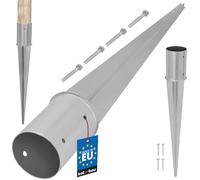 KOTARBAU® Support de Poteau a Enfoncer Rond Ø 100 mm Longueur 750 mm Support Poteau Bois Pied de Poteau Galvanisé à Chaud Acier Argent Ancre à Enfoncer Fixation Poteau Bois