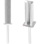 KOTARBAU® Support de poteau à sceller dans le béton pour poteaux de clôture - 60 x 40 mm - Douille de sol avec double tige en acier galvanisé - Avec ancrage en béton - Ancrage de poteau - Accessoires