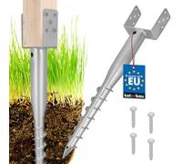 KOTARBAU - Support de poteau à visser 140x720mm en acier galvanisé - Douille d'encastrement - Douille de sol encastrée - Pied de poteau - U-boulon - Cheville de terre - Piquet de mise à la terre