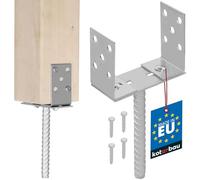 KOTARBAU® Support de Poteau à Visser en Forme U 80 - 120 mm Pied de Poteau Pied Poteau Reglable en U en Acier Galvanisé à Chaud Support Poteau Bois Fixation Poteau Bois Doré