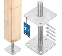 KOTARBAU® Support de Poteau - Acier Galvanisé - 110 x 110 x 250 mm - M24 - Argent - Pied Réglable - Support Poteau Bois - Fixation Robuste Extérieur Intérieur