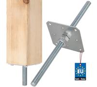 KOTARBAU® Support de poteau avec filetage M24 mm avec vis Pied de support réglable en hauteur Galvanisé Pied au sol Pied en béton Pour encastrement 160 x 160 x 500 mm
