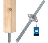 KOTARBAU® Support de poteau, filetage M24 mm, avec vis, pied de support, réglable en hauteur, galvanisé, en béton, à sceller dans le béton, 80 x 80 x 500 mm