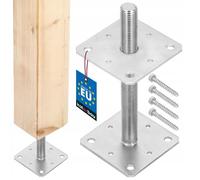 KOTARBAU® Support de Poteau - Acier Galvanisé - 110 x 110 x 250 mm - M24 - Argent - Pied Réglable - Support Poteau Bois - Fixation Robuste Extérieur Intérieur