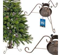 KOTARBAU® Support de sapin de Noël avec réservoir d'eau de diamètre 80 mm - En acier doré vieilli avec réservoir d'eau - Support d'arbre de Noël - Support pour sapin de Noël