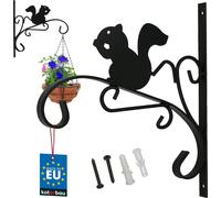 KOTARBAU® Support mural Pot de fleurs 30 x 28.5 cm Pot de fleurs mural Pot de fleurs suspendu Pot de plantes suspendues Accessoires Fleurs Support mural Crochet mural Pot suspendu Écureuil Métal Noir
