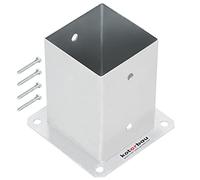 KOTARBAU® Support Poteau a Visser 100 x 100 mm Carré Manchon de Sol Support de Poteau Ancre de Poteau en Acier Galvanisé à Chaud Argent Support Poteau Bois Fixation Poteau Bois