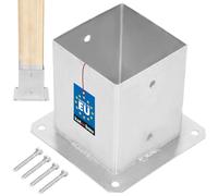 KOTARBAU® Support Poteau a Visser 120 x 120 mm Carré Manchon de Sol Support de Poteau Ancre de Poteau en Acier Galvanisé à Chaud Argent Support Poteau Bois Fixation Poteau Bois