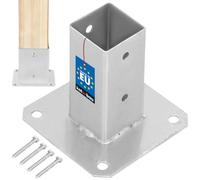 KOTARBAU® Support Poteau a Visser 50 x 50 mm Carré Manchon de Sol Support de Poteau Ancre de Poteau en Acier Galvanisé à Chaud Argent Support Poteau Bois Fixation Poteau Bois