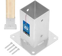KOTARBAU® Support Poteau a Visser 80 x 80 mm Carré Manchon de Sol Support de Poteau Ancre de Poteau en Acier Galvanisé à Chaud Argent Support Poteau Bois Fixation Poteau Bois