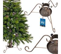 KOTARBAU® Support pour sapin de Noël avec réservoir d'eau ⌀ 80 mm Support pour sapin de Noël vieil or Acier avec réservoir d'eau Support pour sapin de Noël Support pour sapin de Noël